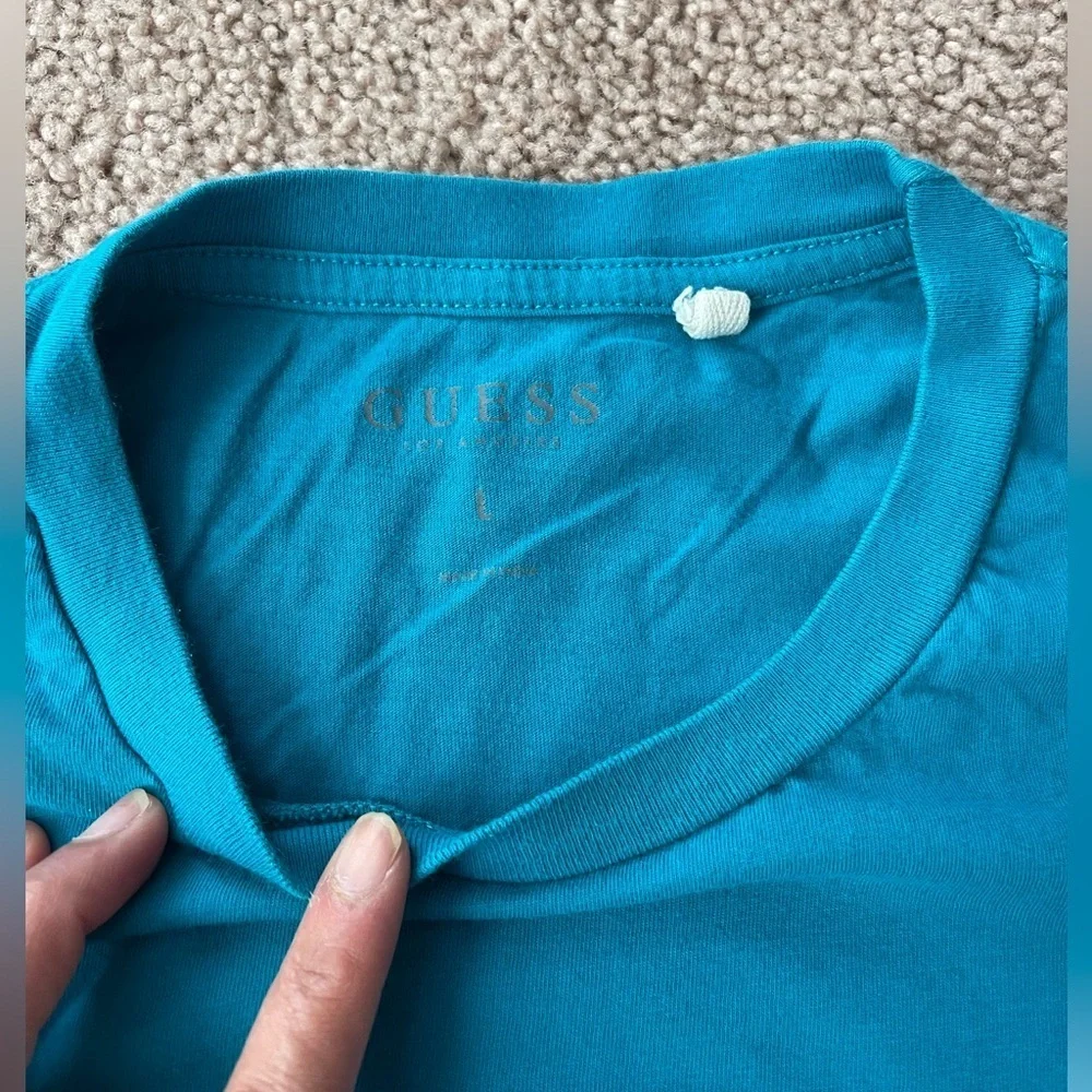 GUESS Los Angeles Blue-green Crewneck Short Sleeve Tee